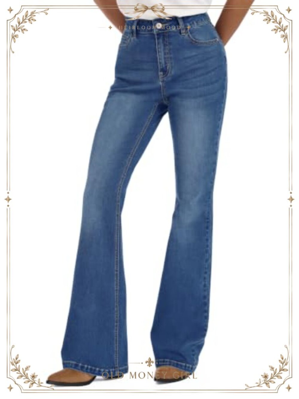 SEVEGO Tall Curvy Stretch Flare Jeans Mid Rise 5-Pocket Denim Pants